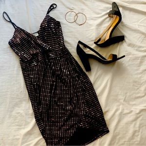 Gold Sequin Bandage Bodycon Cocktail Dress Medium NWT